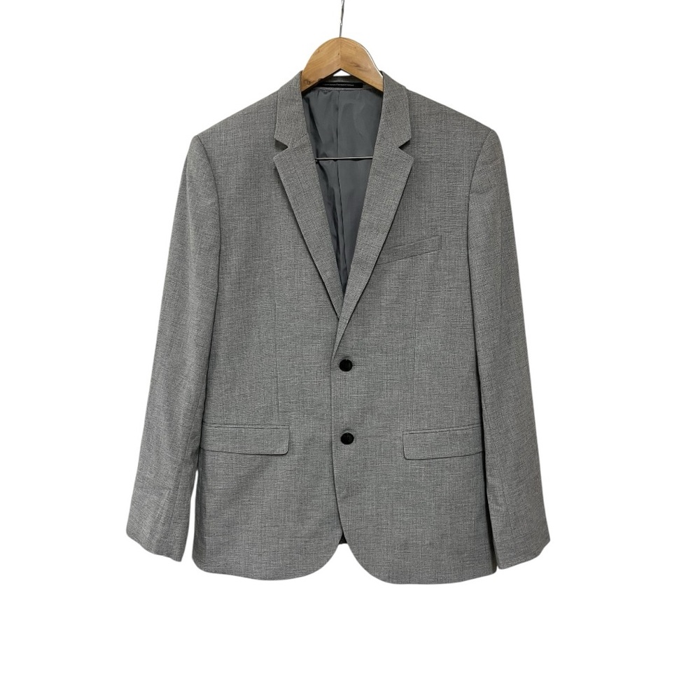 H&M Mens Blazer Gray Wool Blend Skinny Fit Sport Coat 2 Button Jacket Lined 42